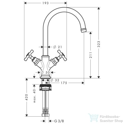 Hansgrohe AXOR MONTREUX kétkaros mosdó csaptelep DN15, automata leeresztővel,polírozott fekete króm 16502330