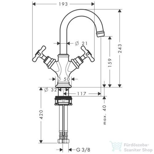 Hansgrohe AXOR MONTREUX kétkaros mosdó csaptelep kézmosóhoz DN15, automata leeresztővel, szálcsiszolt nikkel 16505820