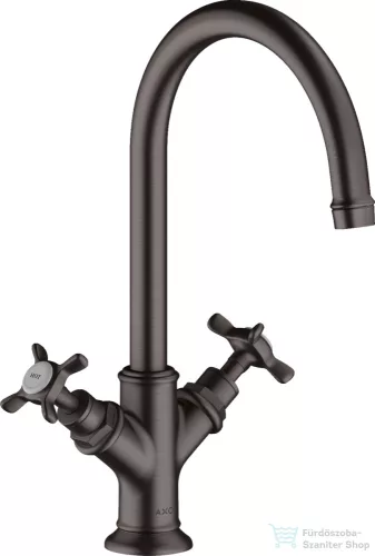 Hansgrohe AXOR MONTREUX kétkaros mosdó csaptelep, nem zárható leeresztővel, szálcsiszolt fekete/króm 16506340