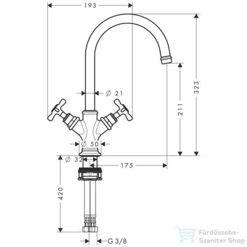 Hansgrohe AXOR MONTREUX kétkaros mosdó csaptelep, nem zárható leeresztővel, szálcsiszolt fekete/króm 16506340