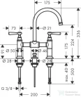 Hansgrohe AXOR MONTREUX 220 kétkaros mosdó csaptelep automata leeresztővel,szálcsiszolt fekete króm 16511340