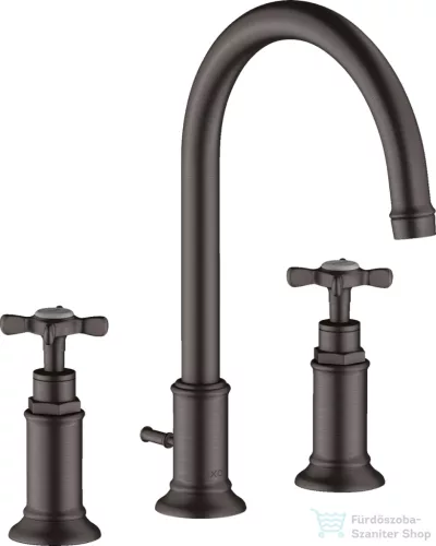 Hansgrohe AXOR MONTREUX 3-lyukú mosdó csaptelep DN15, automata leeresztővel,szálcsiszolt fekete króm 16513340