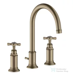   Hansgrohe AXOR MONTREUX 3-lyukú mosdó csaptelep DN15, automata leeresztővel, szálcsiszolt nikkel 16513820