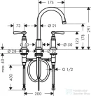 Hansgrohe AXOR MONTREUX 180 3 üléses mosdó csaptelep automata leeresztővel, króm 16514000