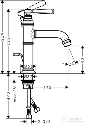 Hansgrohe AXOR MONTREUX 100 mosdó csaptelep automata leeresztővel,polírozott fekete króm 16515330