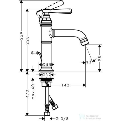 Hansgrohe AXOR MONTREUX mosdó csaptelep 100, automata leeresztővel, szálcsiszolt nikkel 16515820