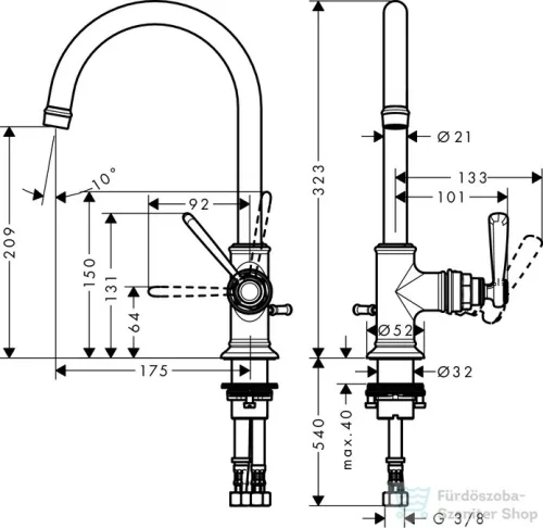 Hansgrohe AXOR MONTREUX mosdó csaptelep 210, automata leeresztővel, szálcsiszolt nikkel 16517820
