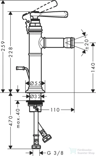 Hansgrohe Axor Montreux 100 bidé csaptelep automata leeresztővel,rozsdamentes acél hatású 16526800
