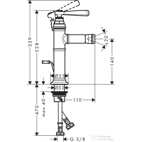 Hansgrohe Axor Montreux 100 bidé csaptelep automata leeresztővel,szálcsiszolt sárgaréz hatású 16526950
