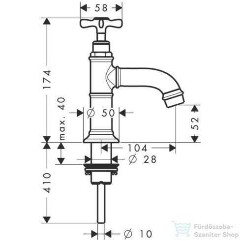 Hansgrohe AXOR MONTREUX hidegvizes mosdó csaptelep leeresztő nélkül,szálcsiszolt bronz 16530140