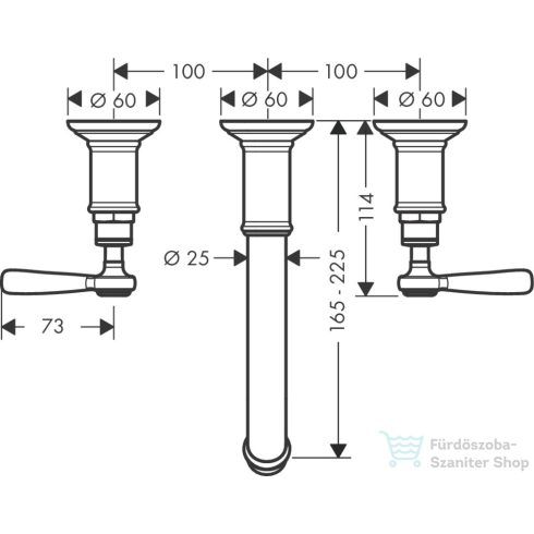 Hansgrohe AXOR Montreux falsík alatti mosdó csaptelep nem zárható leeresztővel,szálcsiszolt sárgaréz hatású 16534950