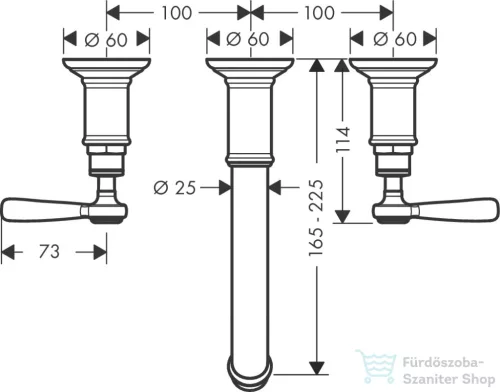Hansgrohe AXOR Montreux falsík alatti mosdó csaptelep nem zárható leeresztővel,szálcsiszolt sárgaréz hatású 16534950