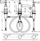 Hansgrohe AXOR MONTREUX 3-lyukú mosdó csaptelep 30, automata leeresztővel, króm 16535000
