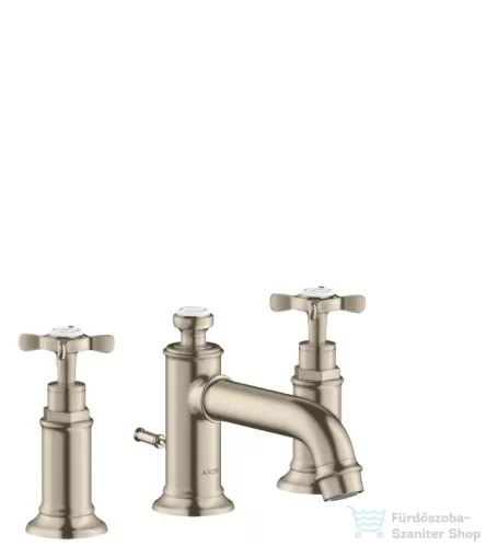 Hansgrohe AXOR MONTREUX 3-lyukú mosdó csaptelep 30 keresztfogantyúval, automata leeresztővel, szálcsiszolt nikkel 16536820