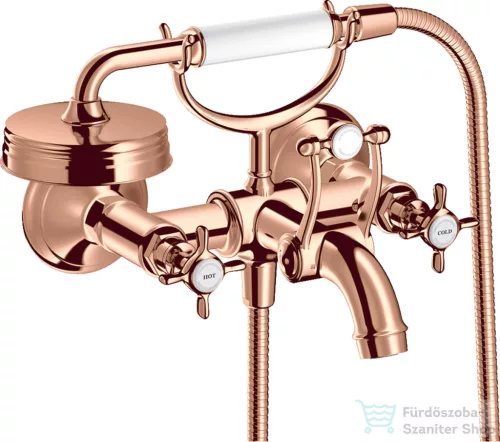 Hansgrohe AXOR MONTREUX kádtöltő csaptelep zuhanyszettel,polírozott vörös arany hatású 16540300