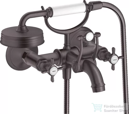 Hansgrohe AXOR MONTREUX kádtöltő csaptelep zuhanyszettel,szálcsiszolt fekete króm 16540340