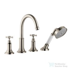   Hansgrohe AXOR MONTREUX 4-lyukú, épített peremre szerelhető kádcsaptelep, szálcsiszolt nikkel 16544820