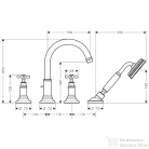 Hansgrohe AXOR MONTREUX 4-lyukú, peremre szerelhető kádcsaptelep, szálcsiszolt nikkel 16546820