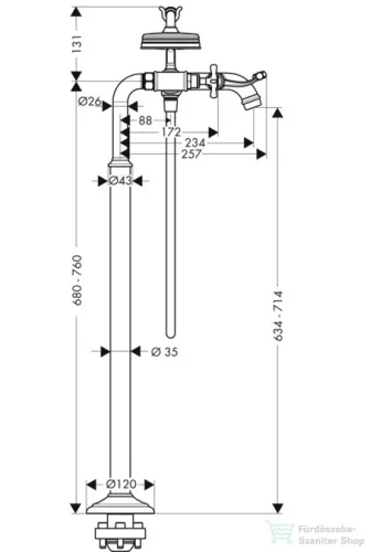 Hansgrohe AXOR MONTREUX kétkaros, szabadonálló kádcsaptelep, króm 16547000
