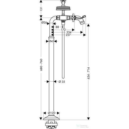 Hansgrohe AXOR MONTREUX szabadon álló kádtöltő csaptelep zuhanyszettel,polírozott arany hatású 16547990