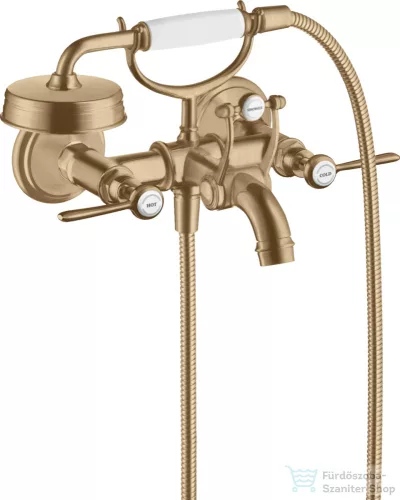Hansgrohe AXOR MONTREUX kétkaros kádtöltő csaptelep zuhanyszettel,szálcsiszolt bronz 16551140
