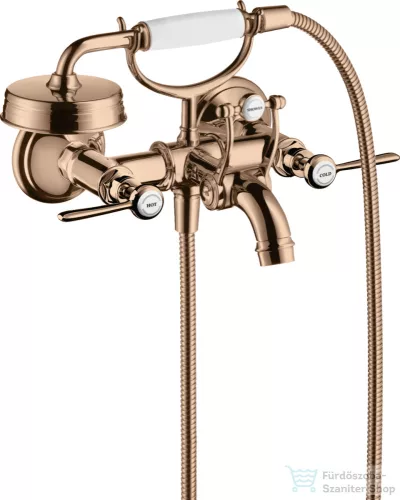 Hansgrohe AXOR MONTREUX kétkaros kádtöltő csaptelep zuhanyszettel,polírozott vörös arany hatású 16551300