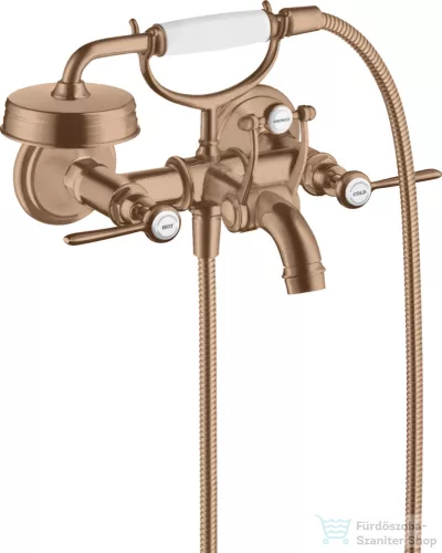 Hansgrohe AXOR MONTREUX kétkaros kádtöltő csaptelep zuhanyszettel,szálcsiszolt vörös arany hatású 16551310