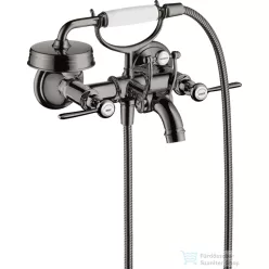   Hansgrohe AXOR MONTREUX kétkaros kádtöltő csaptelep zuhanyszettel,polírozott fekete króm 16551330