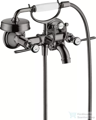 Hansgrohe AXOR MONTREUX kétkaros kádtöltő csaptelep zuhanyszettel,polírozott fekete króm 16551330