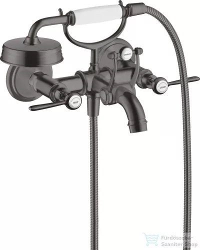 Hansgrohe AXOR MONTREUX kétkaros kádtöltő csaptelep zuhanyszettel,szálcsiszolt fekete króm 16551340