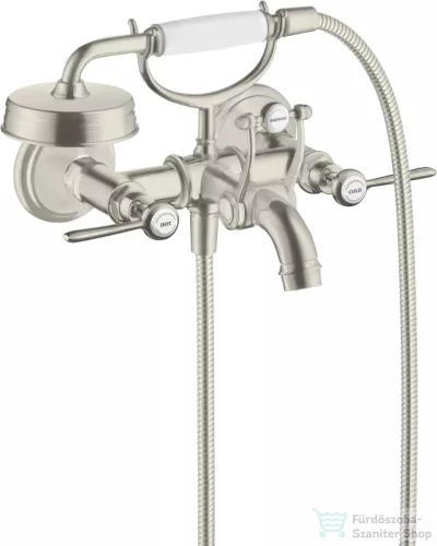 Hansgrohe AXOR MONTREUX kétkaros kádtöltő csaptelep zuhanyszettel,rozsdamentes acél hatású 16551800