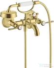Hansgrohe AXOR MONTREUX kétkaros kádtöltő csaptelep zuhanyszettel,szálcsiszolt sárgaréz hatású 16551950