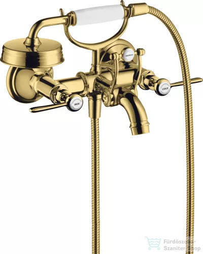 Hansgrohe AXOR MONTREUX kétkaros kádtöltő csaptelep zuhanyszettel,polírozott arany hatású 16551990