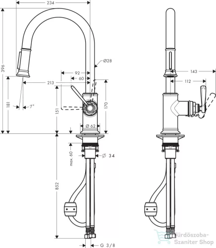 Hansgrohe Axor Montreux 2 funkciós mosogató csaptelep, szálcsiszolt arany hatású 16581250