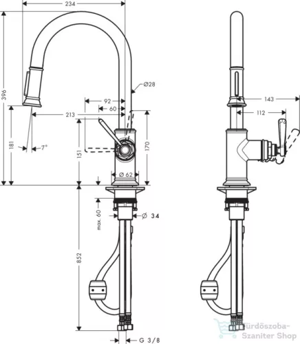Hansgrohe Axor Montreux konyhai csaptelep rozsdamentes acél hatású 16581800