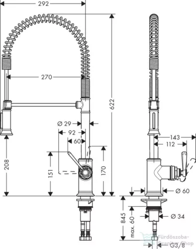 Hansgrohe Axor Montreux konyhai csaptelep Semi-Pro króm 16582000
