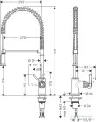 Hansgrohe AXOR MONTREUX 210 Semi-Pro mosogató csaptelep,2 jet, rozsdamentes acél hatású 16582800