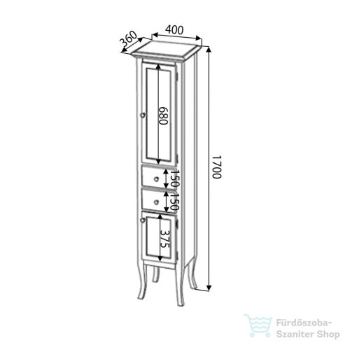 Sapho RETRO állószekrény 40x170x36cm, bükk, balos 1663
