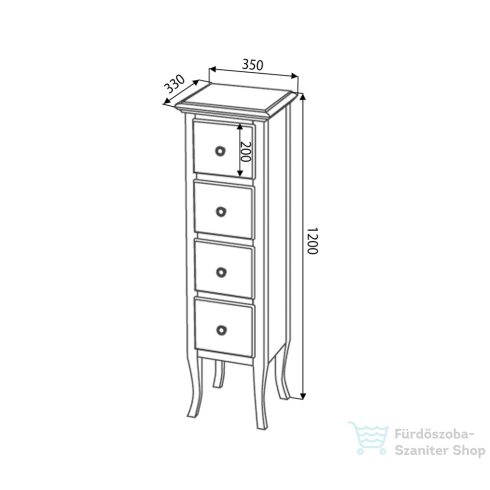 Sapho RETRO fiókos szekrény, 35x119x33 cm, bükk 1673