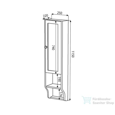 Sapho RETRO pipereszekrény, jobbos, 25x115x20 cm, bükk 1681