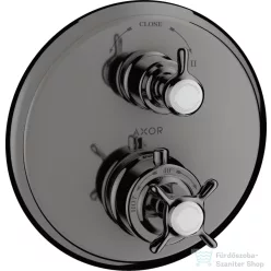   Hansgrohe Axor Montreux termosztátos színkészlet falsík alatti szereléshez elzáró-és váltószeleppel,polírozott fekete króm 16820330