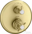 Hansgrohe Axor Montreux termosztátos színkészlet falsík alatti szereléshez elzáró-és váltószeleppel,szálcsiszolt sárgaréz hatású 16820950