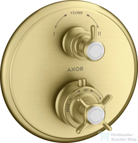 Hansgrohe Axor Montreux termosztátos színkészlet falsík alatti szereléshez elzáró-és váltószeleppel,szálcsiszolt sárgaréz hatású 16820950