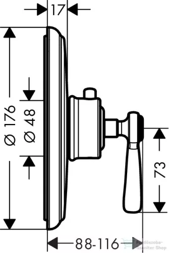 Hansgrohe Axor Montreux falsík alatti highflow termosztát szálcsiszolt nikkel 16824820