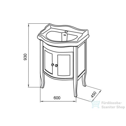 Sapho RETRO mosdótartó szekrény,60x80x45 cm, antik fehér 1684