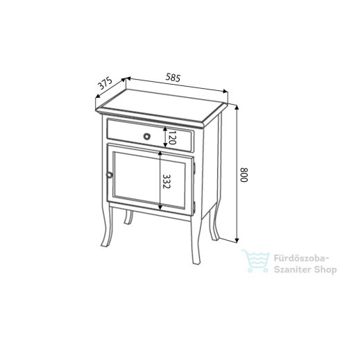 Sapho RETRO komód, 60x80x38 cm, jobbos, bükk 1690