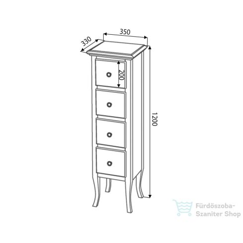 Sapho RETRO fiókos szekrény, 35x119x33 cm, antik fehér 1694