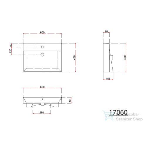 Sapho KARE kerámiamosdó, 60x46cm (17060)