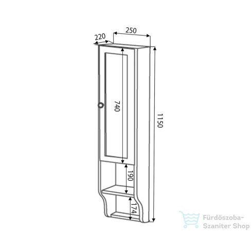 Sapho RETRO pipereszekrény, balos, 25x115x20 cm, antik fehér 1706