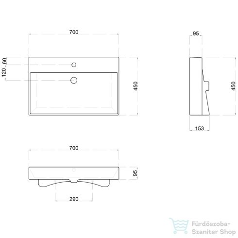 Sapho KARE kerámiamosdó, 70x46cm (17070)